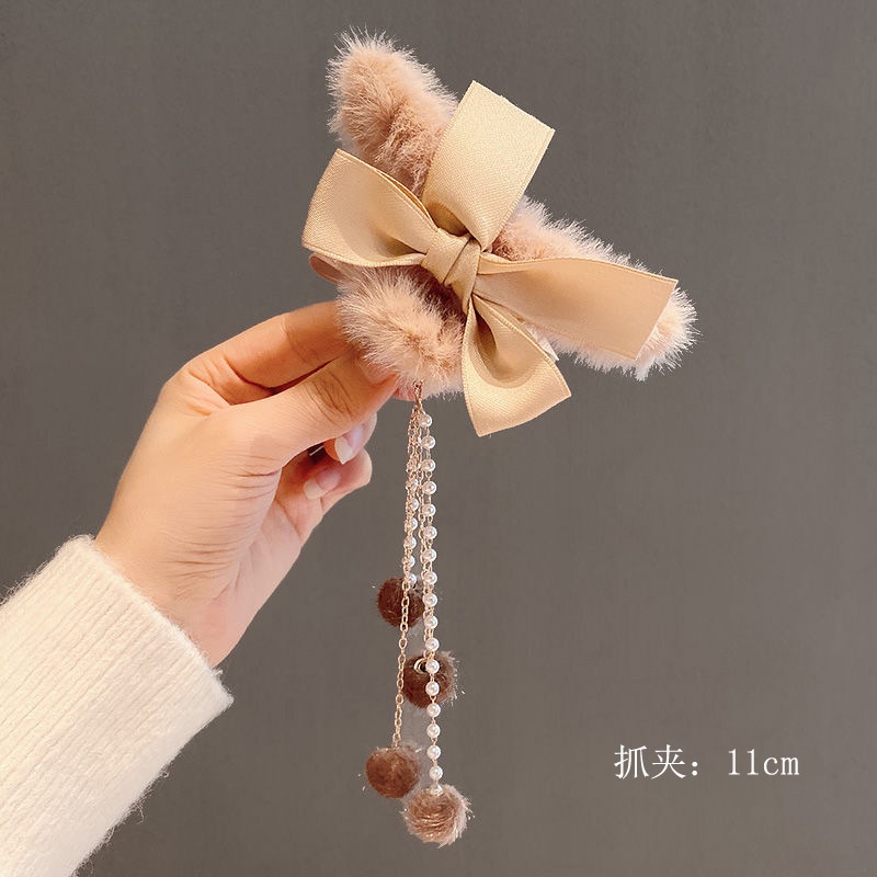 Kẹp tóc vải lông màu sắc ngọt ngào tinh tế thời trang cho nữ