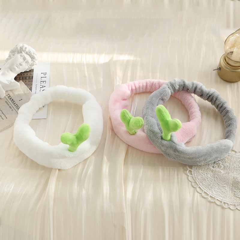 Băng Đô Cài Tóc Rửa Mặt Trang Điểm Hình Hạt Đậu Xanh Nhồi Bông Mềm Mại Đơn Giản Kiểu Hàn Quốc Cho Bạn Gái