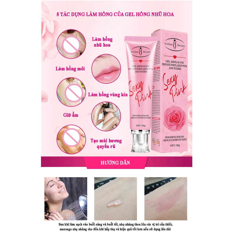 Kem Giảm Thâm Môi - Làm Hồng Môi - Nhũ Hoa - Vùng Kín Sexy Pink Aichun Beauty 30g