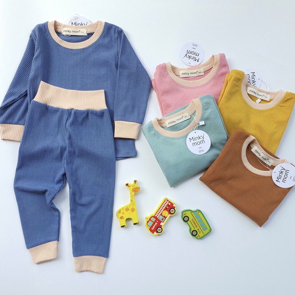 Bộ Body Cho Bé Cao Cấp Bộ Minkymom Len Tăm dài tay Body mềm mịn cho bé trai bé gái yêu