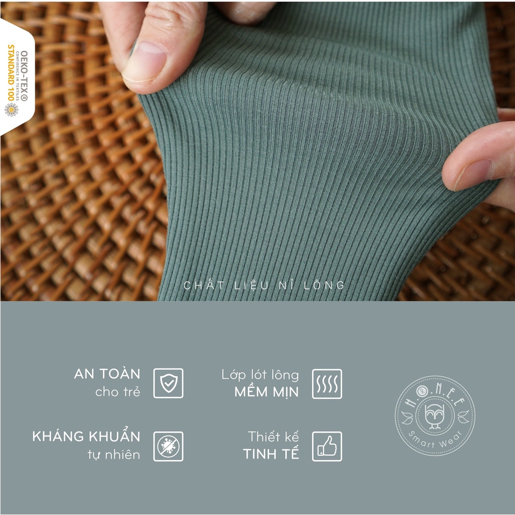 HRNEE Bộ nỉ lông cài chéo