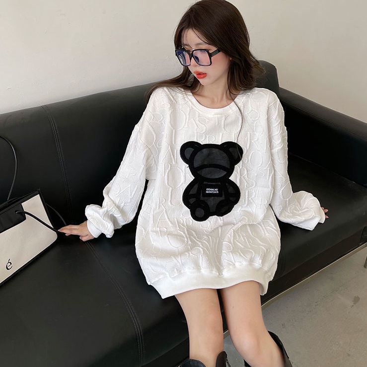 Áo sweater tay dài dáng rộng size lớn thời trang mùa đông cho nữ