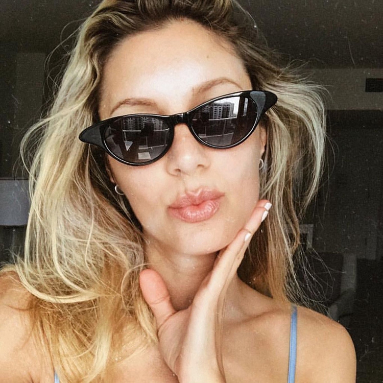 Kính mát kim loại gọng tam giác phong cách Âu Mỹ cá tính thời trang