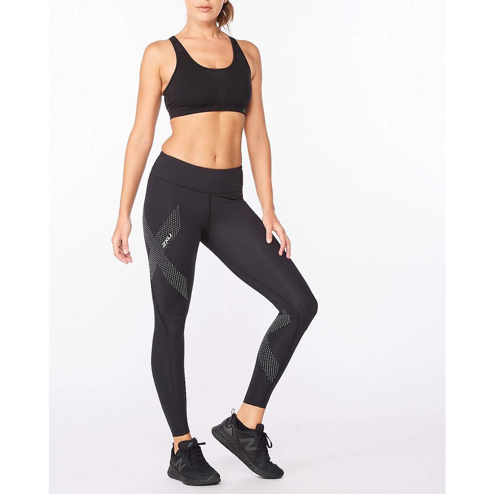 Quần Bó Thể Thao Nữ 2XU MID-RISE COMPRESSION Màu Đen 2XUWA2864BBF