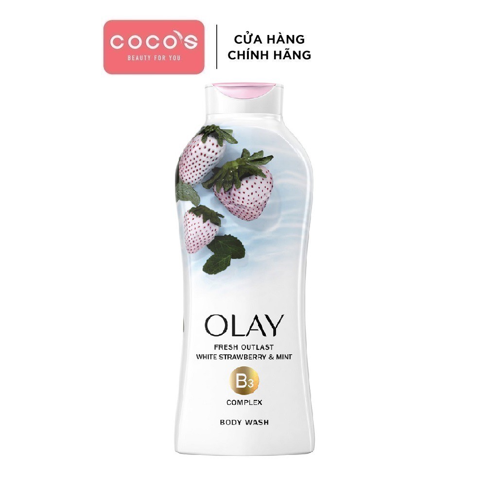 Sữa tắm Olay tươi mát dài lâu hương Dâu Trắng và Bạc Hà - Fresh Outlast, Cooling White Strawberry &amp; Mint 650ml