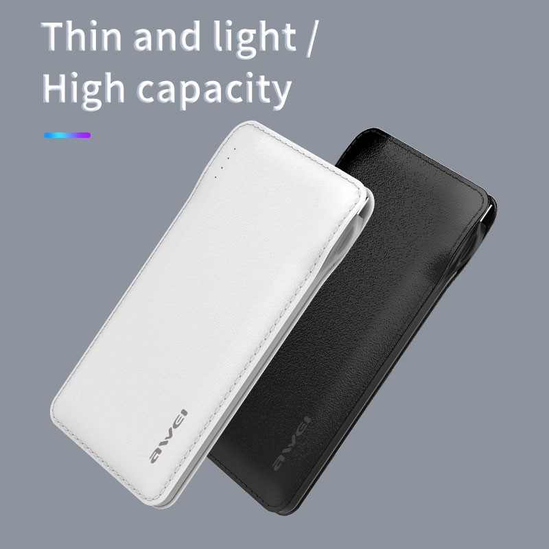 Pin Sạc Dự Phòng Awei P51k Dung Lượng 10000mah Tích Hợp Cáp Dữ Liệu Truyền 3 Trong 1 Đầu Ra Cổng Type-C