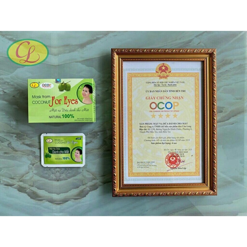 Mặt nạ sinh học từ nước dừa Cửu Long dành cho mắt - Hộp 20 cặp