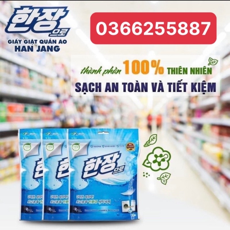 [ HÀNG CHÍNH HÃNG] Giấy giặt Hàn Quốc Đa Năng - túi 30 tờ