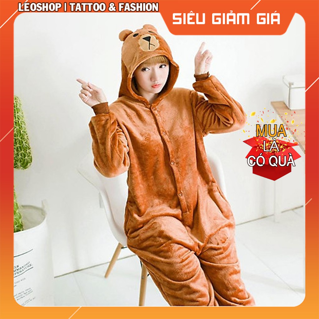 Bộ Đồ Thú Gấu Nâu Brown - Chất Nhung Mịn Cao Cấp [FREESHIP]