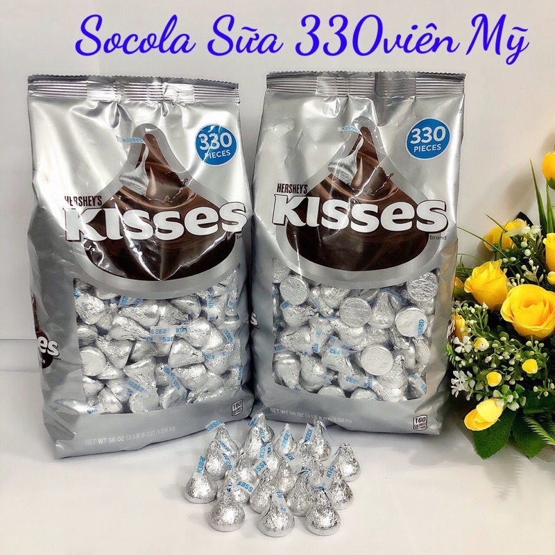 🤎[HSD 09/2022] Kẹo Chocolate Hershey’s Kisses Milk Chocolate Gói 1,58 Kg Của Mỹ — Hương vị ngon, hấp dẫn🤎