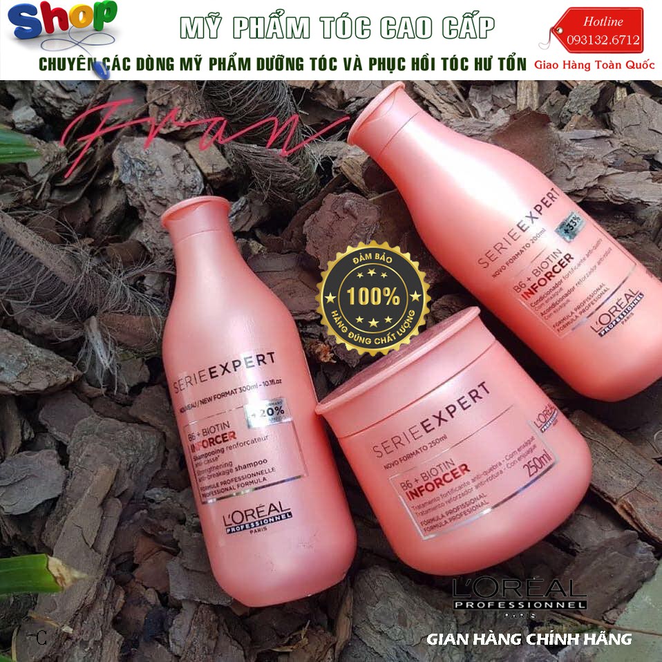 [L'oreal-chính hãng]Combo giúp tóc chắc khỏe và giảm đứt gãy L'oreal B6 + Biotin Inforcer ( size nhỏ ) 300ml/200ml/250ml