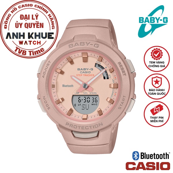 Đồng hồ nữ dây nhựa Casio Baby-G chính hãng BSA-B100CS-4ADR (41mm) - bảo hành 5 năm