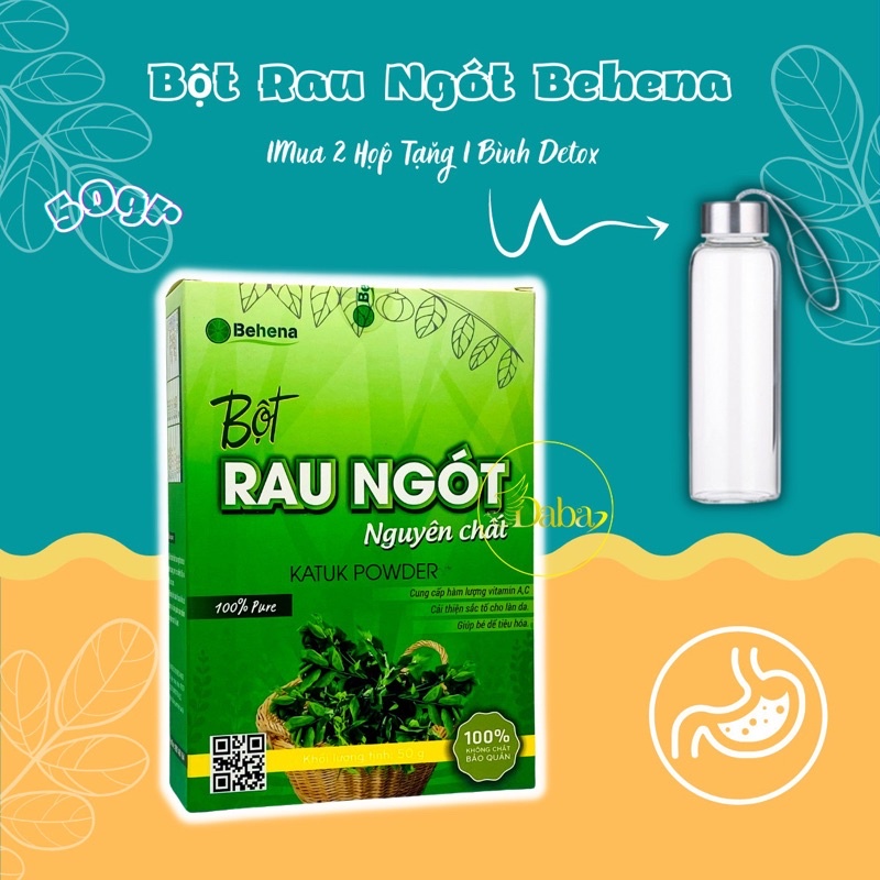 Bột rau ngót Behena, cải thiện hệ tiêu hoá , thanh lọc cơ thể, giàu chất xơ và vitamin (Hộp 50gram)