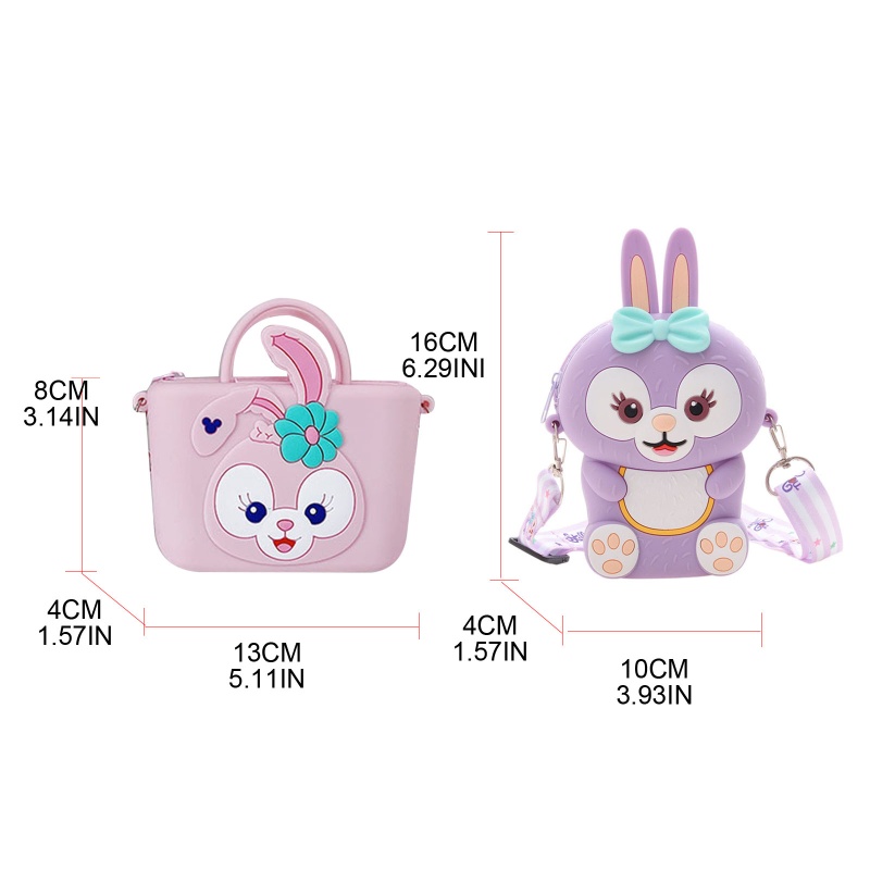 Túi Đeo Chéo Silicone Hình Thỏ Có Khóa Kéo Cho Bé