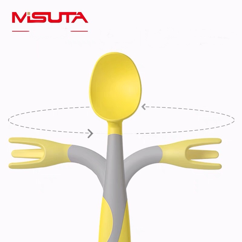 Bộ Thìa Ăn Dặm Misuta Silicon Uốn Cong 360 Độ Cho Bé BaBy Dreams