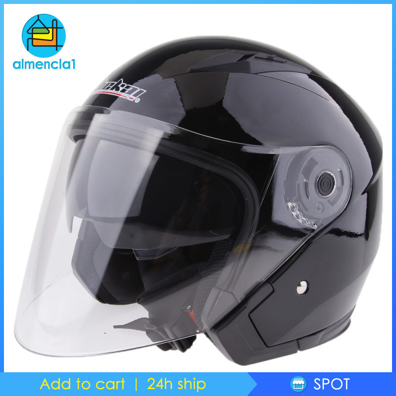 [ALMENCLA1]Motorcycle 3/4 Open Face Helmet with Full Face Shield Visor