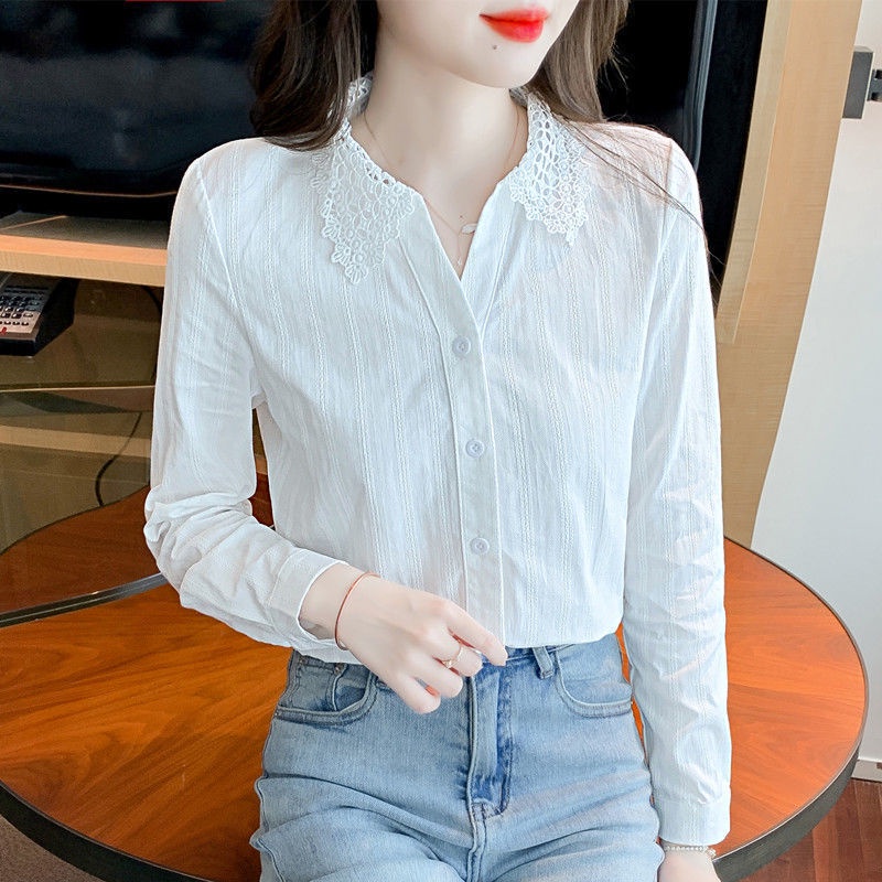 áo croptop áo sơ mi áo sơ mi tay ngắn áo kiểu nữ Áo Sơ Mi Cotton Nguyên Chất Phong Cách Phương Tây Thời Trang Mùa Thu 2022 Cho Nữ