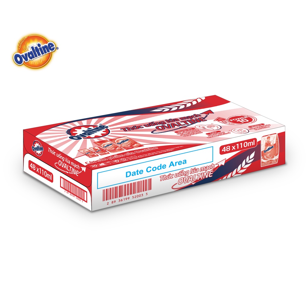 (Tặng 1 hình dán mỗi lốc) Thùng 12 lốc Thức uống lúa mạch hương vị sô-cô-la Ovaltine POWER hộp giấy 110mlx4