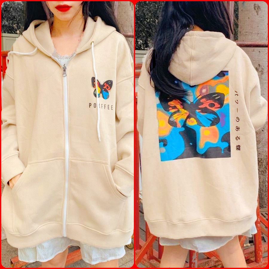 (MỚI) Áo Khoác Hoodie Nỉ Ngoại BƯỚM ( ảnh thật )