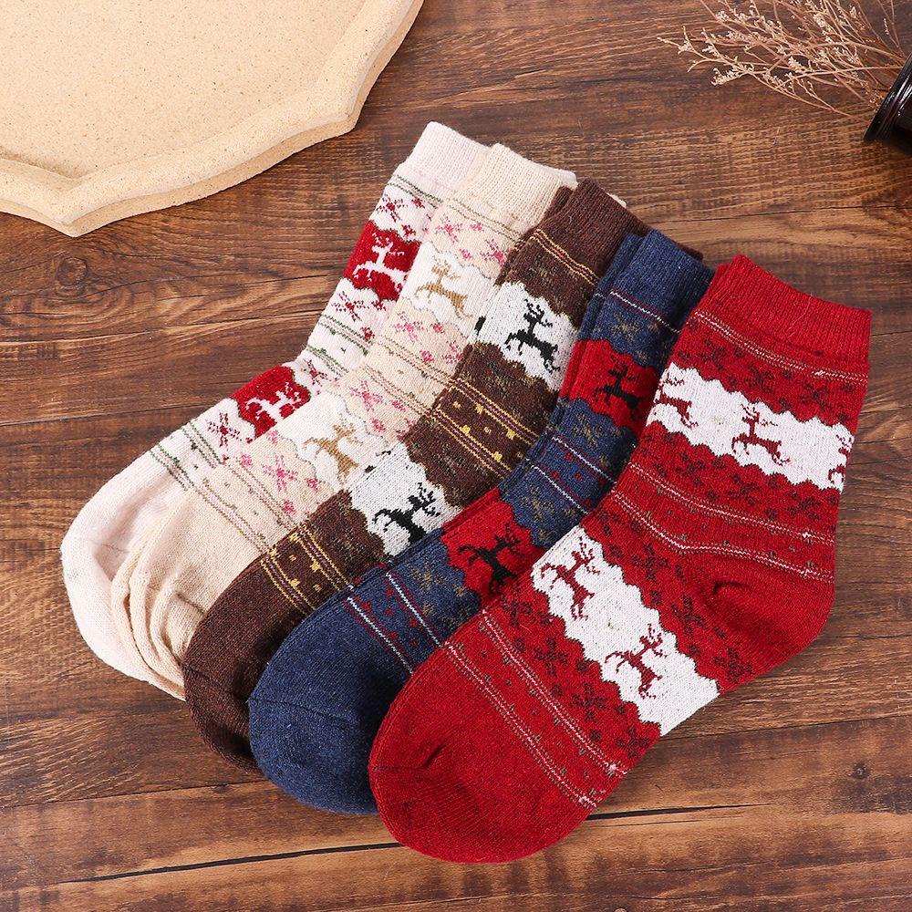 Vớ Giữ Ấm Mùa Đông Dày Dặn In Họa Tiết Tuần Lộc Giáng Sinh Năm Mới Cho Nam Và Nữ