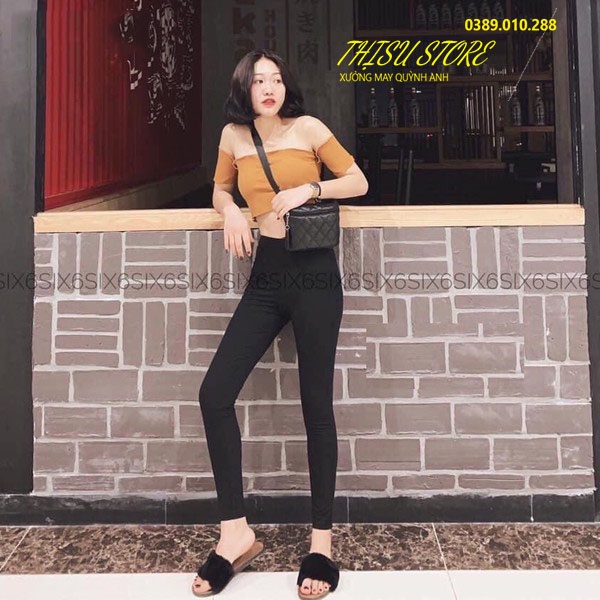 Quần legging dài nữ cạp cao nâng mông vải cotton dày mỏng co giãn - Quần tregging nữ trơn ôm bó body tập gym yoga ở nhà