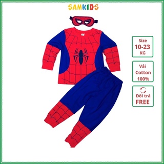 Bộ bé trai dài tay in hình siêu nhân người nhện vải cotton