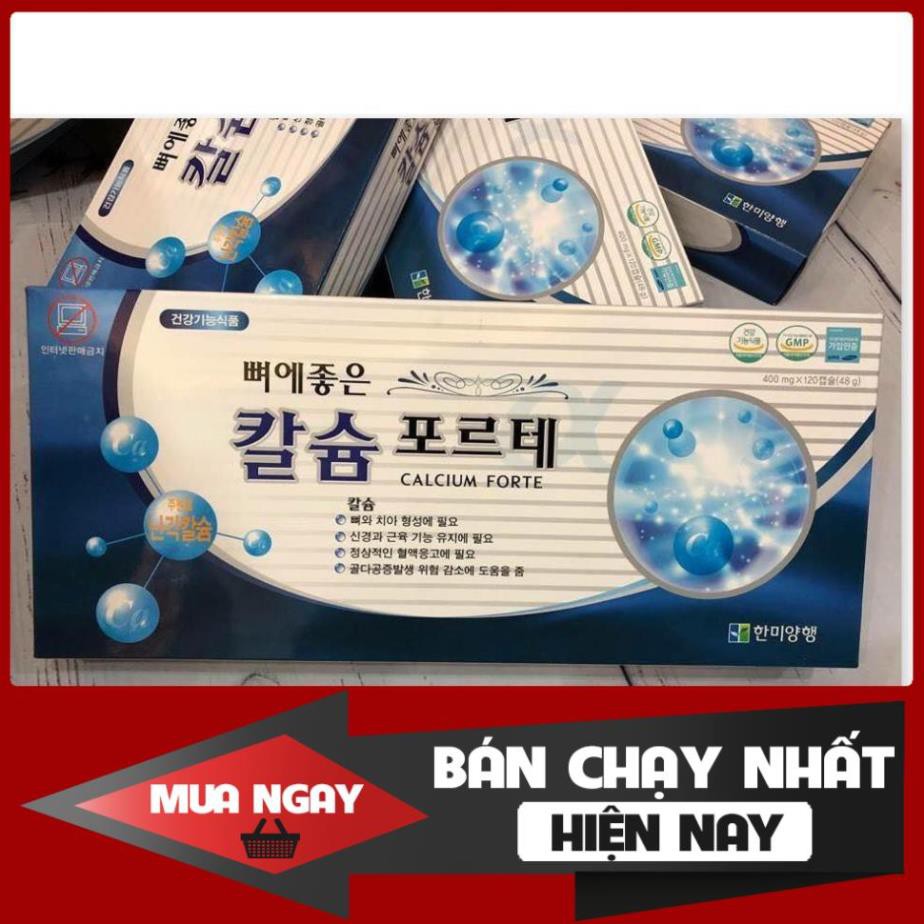 Viên uống bổ sung canxi HANMI Hàn Quốc hộp màu xanh 120 viên - 400mg (Calcium Forte)