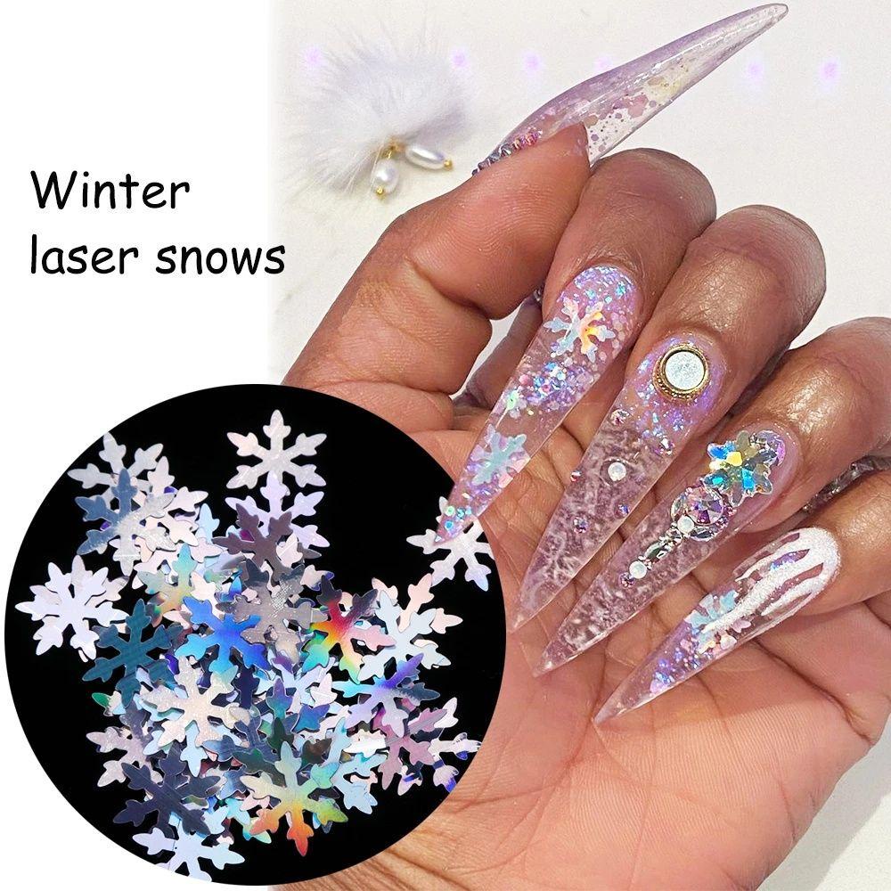 Hộp Sequin Hình Bông Tuyết Lấp Lánh Thời Trang Dùng Trang Trí Móng Tay DIY