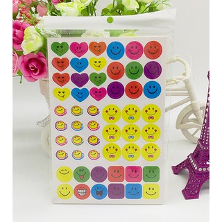 Sticker khen thưởng học sinh dán sổ cute dễ thương, sticker mặt cười ngôi sao đồ dùng học tập văn phòng phẩm