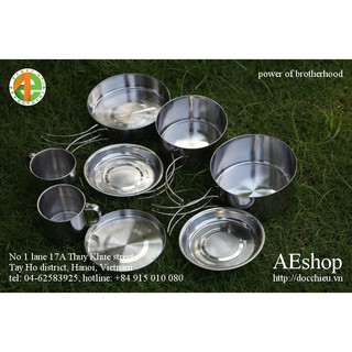 bộ nồi du lịch bộ nồi cắm trại bộ nồi dã ngoại bộ nồi đi rừng 8 pcs