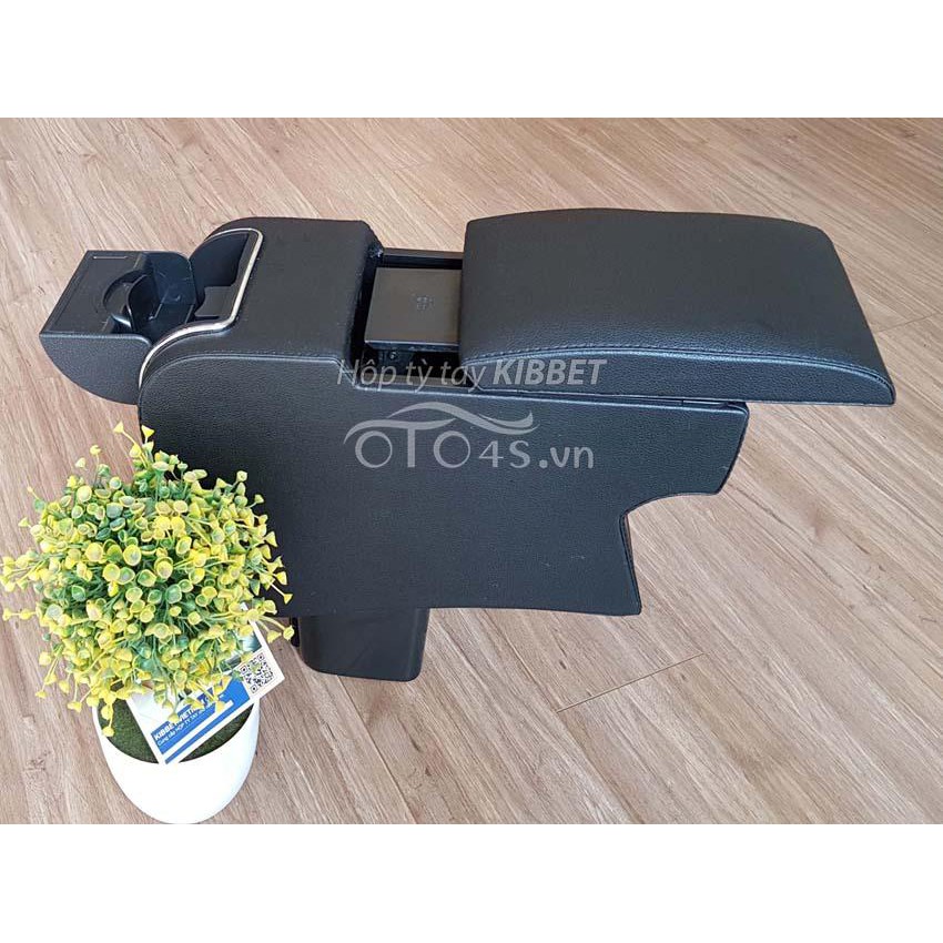 Hộp tỳ tay Kibbet tự lắp cho xe Accent loại 1490 chất liệu gỗ bọc da PU tích hợp 4 cổng sạc USB - OTO4S