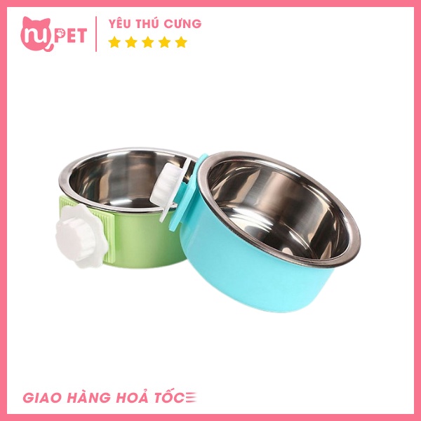 Bát ăn inox gắn chuồng cho chó mèo