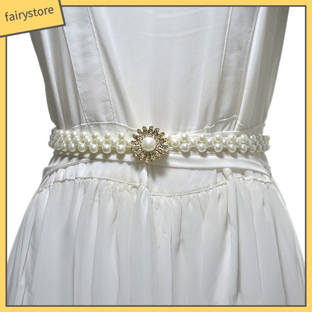 Thắt Lưng Đính Đá / Ngọc Trai Giả Xinh Xắn Cho Nữ