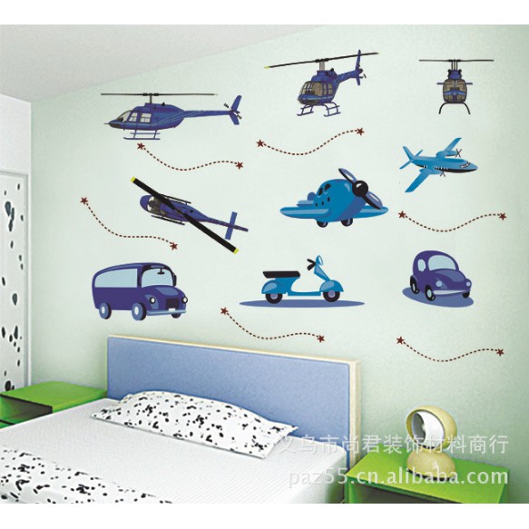 Decal trang trí tường Phượng tiện đi lại đơn giản màu xanh