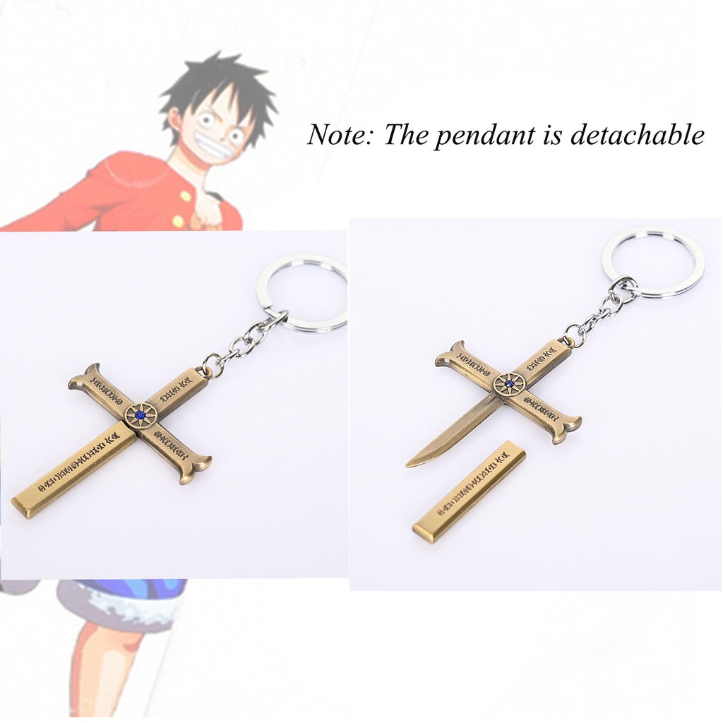 Vòng cổ/ móc khóa bằng hợp kim mặt thánh giá phong cách One Piece cổ điển
