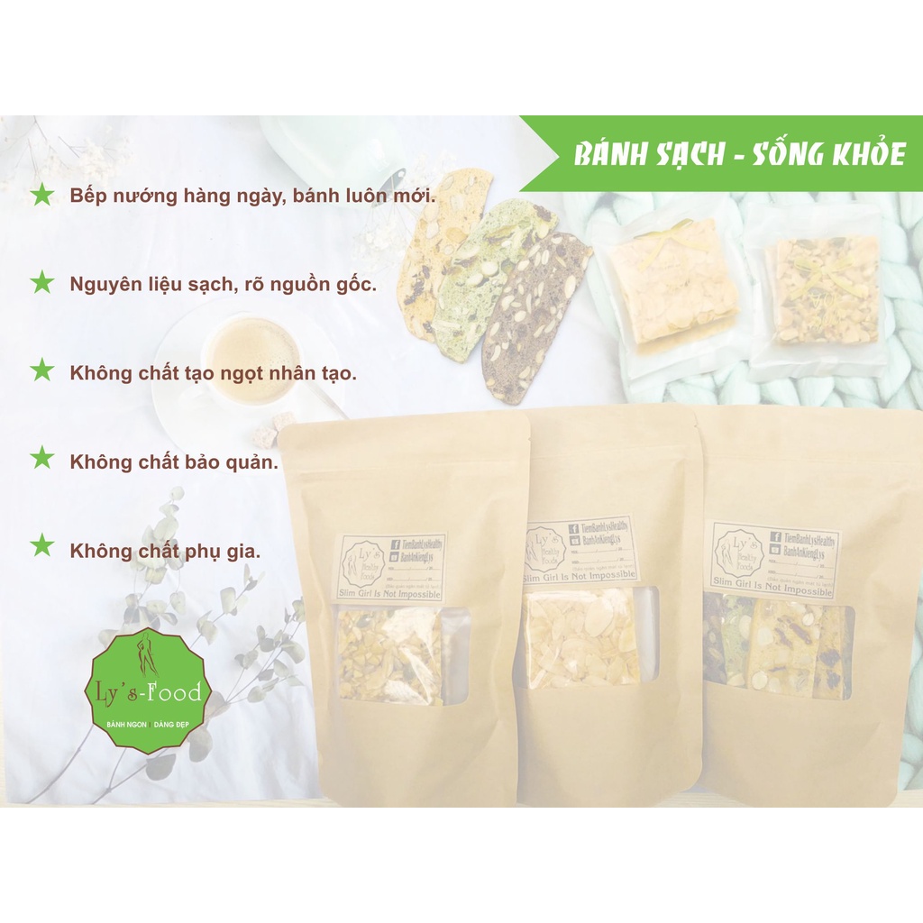 Bánh Biscotti Ăn Kiêng Nguyên Cám Chuẩn Healthy Dùng Thử 50gr - Lys Foods