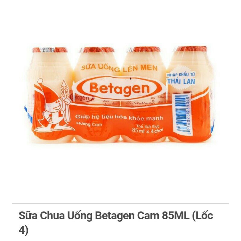 Sữa Chua Uống Lên Men Betagen Dâu/ cam/ tự nhiên 85ML