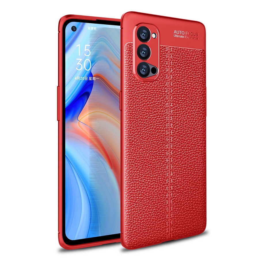 Ốp điện thoại silicon phối da sang trọng cho OPPO Reno4 Reno4 Pro 5G
