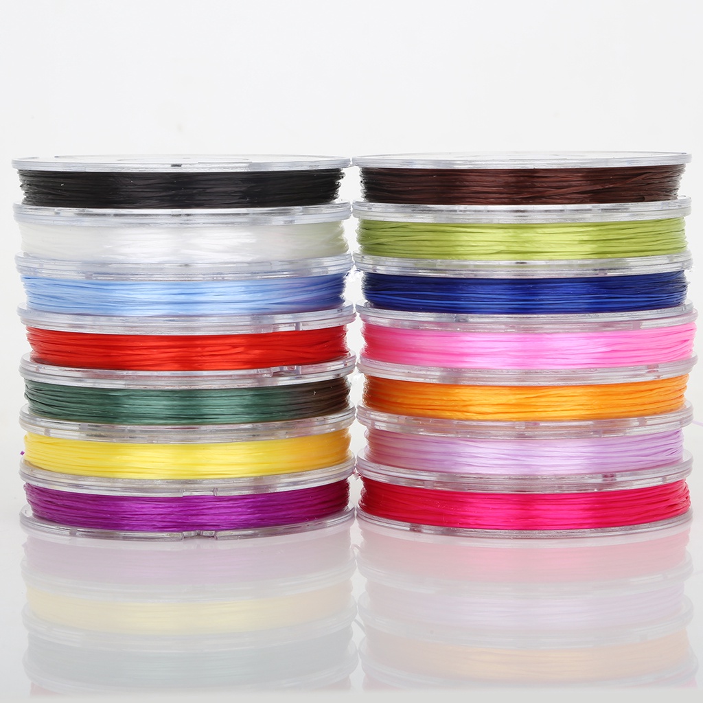 Cuộn 40M Dây Trong Suốt Bản Dẹt 0.8mm Co Giãn Hỗn Hợp Cho Làm Trang Sức Thủ Công