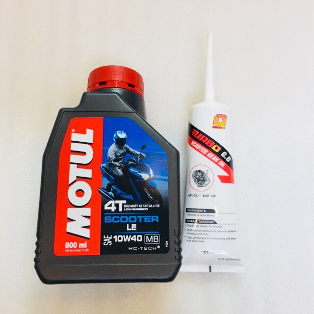 COMBO NHỚT TAY GA MOTUL SCOOTER LE 10W40 800ml + NHỚT LÁP TURBO  120ml
