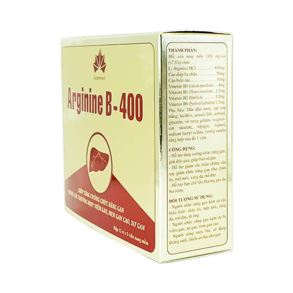 [GIÁ GỐC] Arginine B-400 tăng cường chức năng gan, hộp 12 vỉ x 5 viên