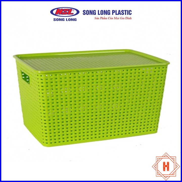 Song Long Plastic Giỏ nhựa đựng đồ có nắp đa năng tiện dụng, nhiều size { H }