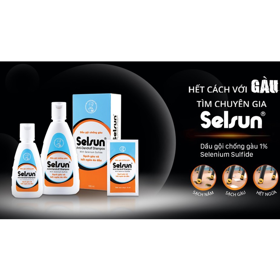 Bộ sản phẩm chống gàu Selsun (Dầu gội Selsun 100ml+Dầu xã dưỡng tóc Selsun 100ml)