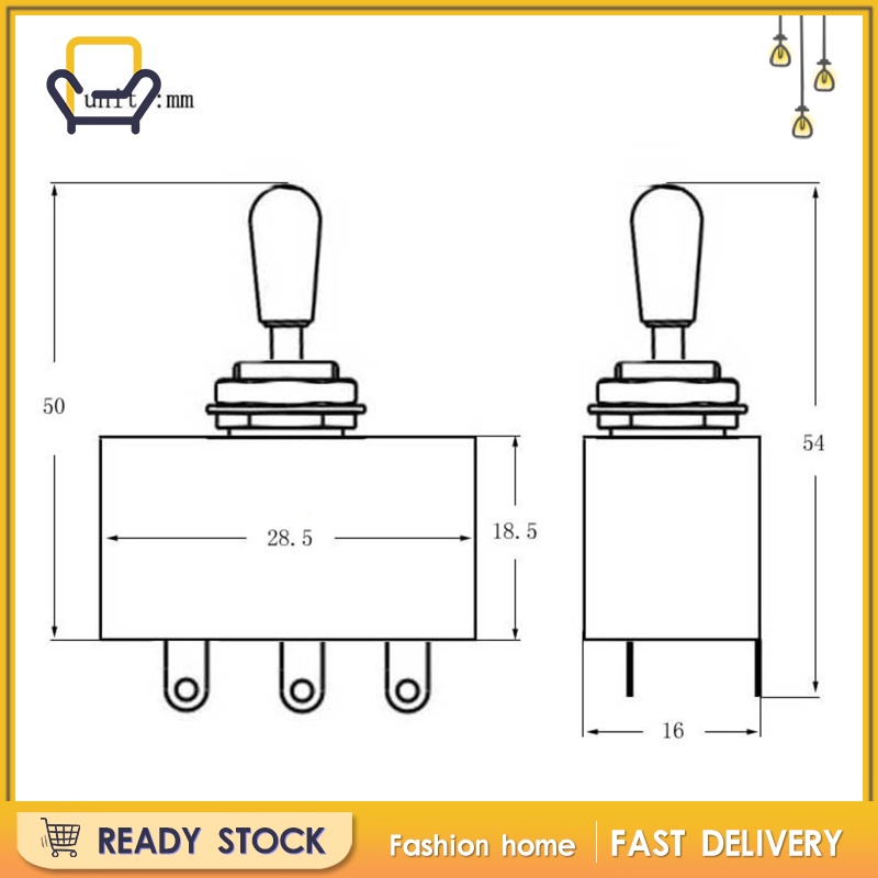 【Fashion home】 3 Way Pickup Selector Tone Switch Copper Knob Electric Guitar Parts Gold