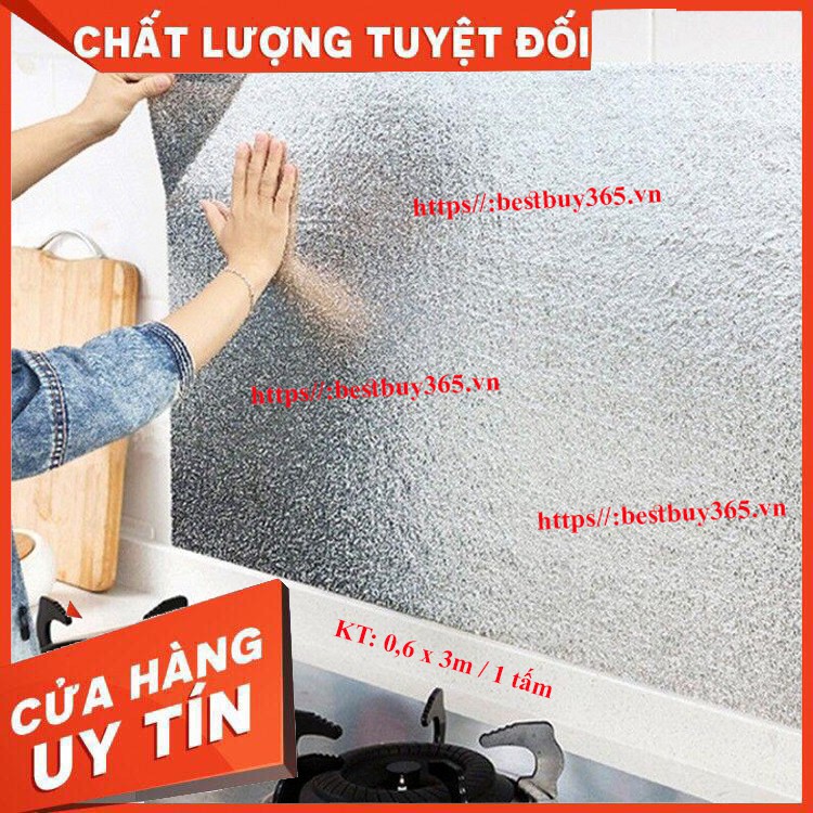 ⚡Dùng Là Hết Bẩn⚡ Giấy bạc dán bếp chịu nhiệt kích thước 0.6 x 3m, dễ lau chùi, dán nhiều bề mặt, bám dính tốt,luôn sạch