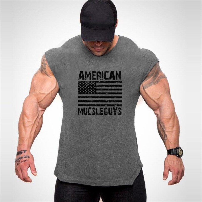 Short Sleeves Mens Clothing Gym Usa American Flag Graphic Top Tee Workout Tshirt