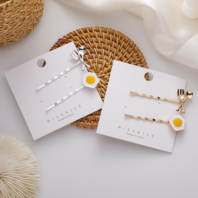 Set kẹp tóc trứng chiên cute - UniLabel