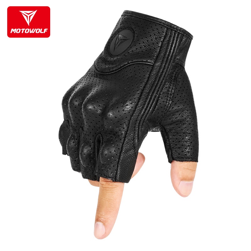 Găng Tay Da MOTOWOLF cụt ngón MDL0302B - Găng tay da thật cụt ngón Motowolf MDL0302B