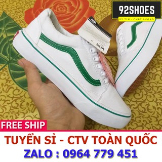 Giày thể thao old skool 8 trắng sọc kẻ xanh siêu đẹp