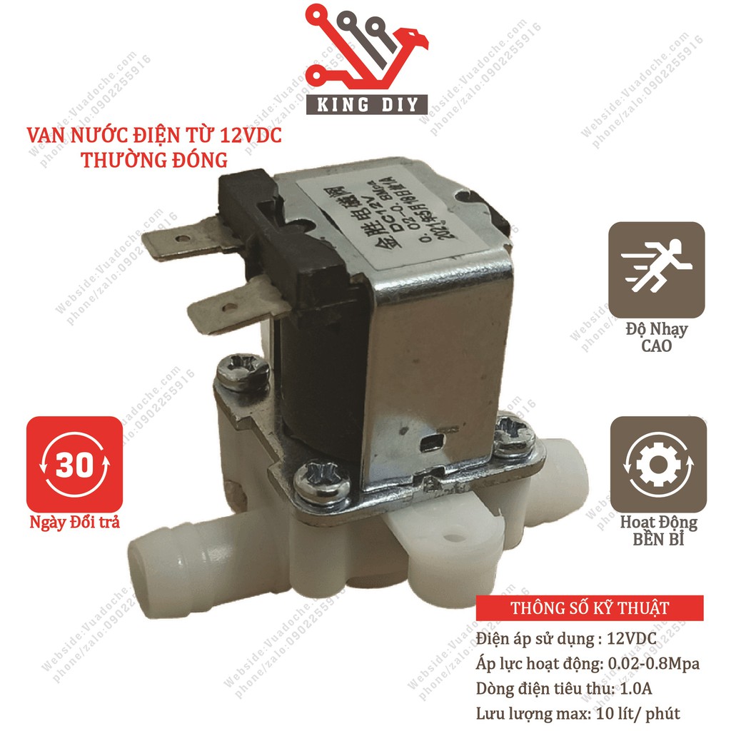 Van nước điện từ 12v hai đầu 12mm